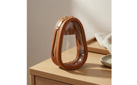 Jewelry Storage Pouch Leather-Like Portable Jewelry Pouch Gold-Tone Hardware Oval Shape
