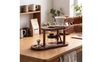 Wooden Pour-over Coffee Rack Countertop Coffee Organizer Rack Compact Storage Stand Rustic for Baristas