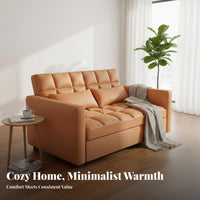 Space-Saving Sleeper Sofa Steel Frame Pull-out Sofa Bed Adjustable Backrest Pull out Couch Bed for Guests, Small Areas, Office, Apartment