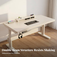 Height Adjustable Desk Stable Frame Sitting-Standing Desk Sturdy Construction Sitting-Standing Computer Table for Students, Streamers