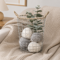 Wire Basket Hand-knitted Nordic Style Large Laundry Basket Visible Storage Temporary Laundry Holder