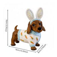 Dachshund Rabbit Statue Cute Design Resin Sausage Dog Sculpture Lasting Color
