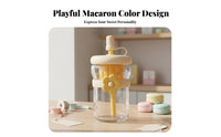 Cute Macaron Hued Tumbler Ideal Gift Glass Straw Cup Large Capacity Portable Glass Drinking Jar for Young Adults, Students, Daily Use, Travel, Parties