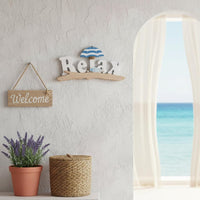 Nautical Welcome Sign Mediterranean Door Hanger Coastal Wall Decor for Restaurant, Cafe, Bathroom