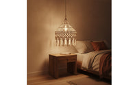 Boho Lampshade with Tassels Handmade Macrame Lampshade Cotton Macrame Light Cover Bohemian Hanging Lamp Shade Textured
