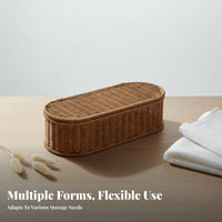 Lidded Wickerdesign Bin With Lid Organizing Box Easy to Clean for Living Room