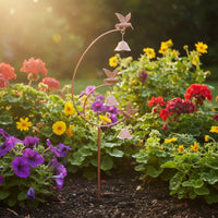 hummingbirds Stake with Bells Outdoor Metal Garden Stake with Bells Antique-Style hummingbirds Garden Decor for Homeowners, Flower Beds, Cottage Gardens