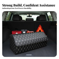 Foldable Design Foldable Storage Box Multi-Compartment Foldable luggage carrier Large Capacity Trunk Organizer Portable with Handles for vehicle Owners, Families, Travelers, Grocery Shopping, journey Trips, rear Seat
