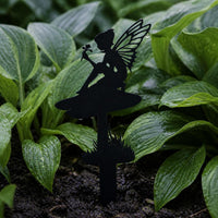 Garden Fairy Metal Silhouette Ground Stake for Yard and Lawn Decoration