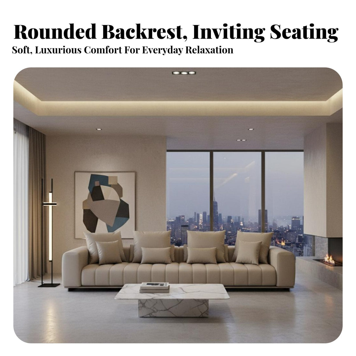 Piano Key Backrest Sofa Italian Minimalist Style Couch Light Luxury Aesthetic Household Seating for Homeowners, Living Room, Lounge Area, Home Study