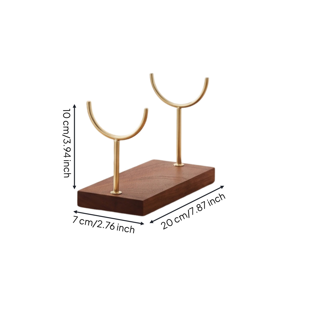 Bracelet Display Stand Metal Bracelet Stand with Wooden Base Bangle Holder Gold-Tone Jewelry Organizer Double-Fork