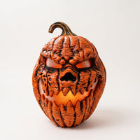 Pumpkin with Skull Face Halloween Pumpkin Lantern Oversized Jack-O'-Lantern for Porch