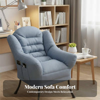 2 Pieces High Backrest Upholstered Armchair with Ottoman Comfortable Upholstered Chair and Ottoman Set Easy Assembly Lounge Seating Removable Cover for Young Adults, Home Workers, Book Lovers, Dorm Room, Bedroom, Balcony, Reading Nook