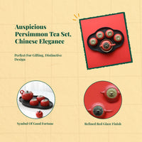 Porcelain Kung Fu Tea Set with Persimmon Design, Gift Boxed