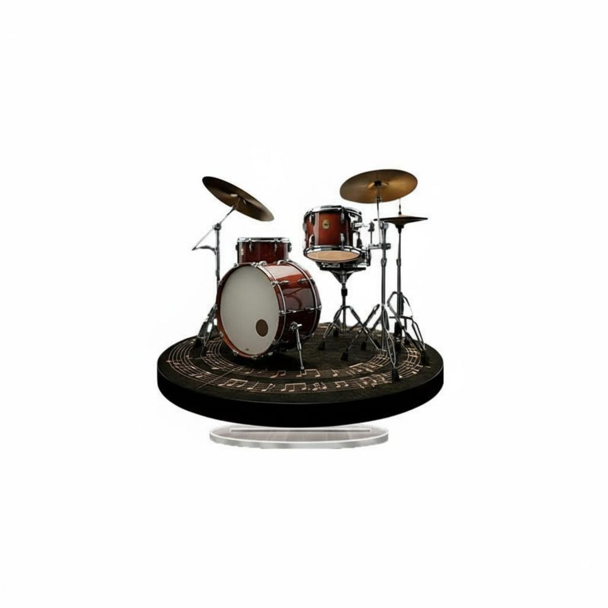 Holiday Gift Acrylic Drum Kit Model Music Themed 2D Acrylic Drummer Ornament Collectible 2D Drum Set Ornament Exquisitely Crafted for Drummers, Musicians, Office Desk, Bookshelf