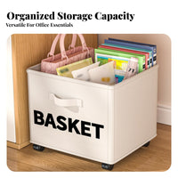 Wheeled Textile Bin 360° Rotating Wheels Storage Basket Large Capacity
