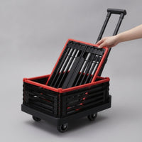 Foldable Trolley with Basket Portable Hand-Push Trolley with Handle Silent Foldable Utility Cart for Camping