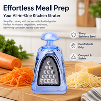 Box Grater, Small Cheese Grater with Handle, Multi Function Standing Grater, Stainless Steel Sharp Blades for Quick Shred