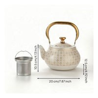 Teapot with Stainless Steel Infuser Patterned Teapot with Infuser Removable Tea Maker for Hosts