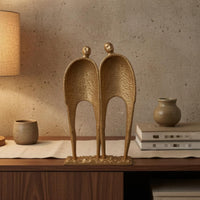 Abstract Couple Figurine Textured Abstract Figurine Tabletop Cast Iron Couple Statue for Table, Display