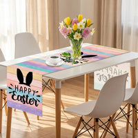 Easter Table Runner Festive Design Bunny Gnome Table Runner Lively Printing Studio Decoration for Party Hosts, Homeowners, Kitchen, Home
