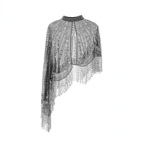 Sequin and Beaded Fringe Shawl for Women's Parties