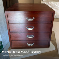 Mortise and Tenon Joinery Small Wooden Drawer Cabinet A4 Compatible Multi-Drawer Wooden Chest Dust-Proof Drawers Desktop Organizer Natural Wood Grain for Students, Office Workers, Collectors, Desk, Study Room, Countertop, Bedroom