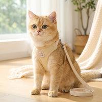 Cat Harness and Leash Set, Textile Chest Harness Style with Buckle, Breathable Kitten Harness and Kitten Leash for Outdoor Walking