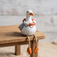 Nautical Seagull Figurine Coastal Seagull with Rope Legs Beach-Inspired Sea Bird Figurine Tabletop for Shelf, Desk, Patio, Garden