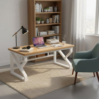 Double Workstation Desk Thickened Tabletop Solid Wood Writing Desk Heavy Duty for Students
