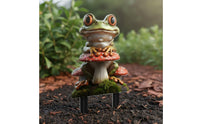 Frog on Mushroom Plaque Weather Resistant Frog on Mushroom Decor True-to-Life Details Acrylic Sign for Yard, Patio