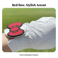 2 Pieces Women's Golf Gloves Wear-Resistant women's Golf Glove Sturdy Cartoon Bow Sports Gloves for Female Golfers, Driving Range, Outdoor