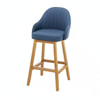 Modern Design Upholstered High Stool with Backrest Minimalist Design Counter Chair Padded Seat Household Furniture Footrest for Bar Owners, Homeowners, Adults, Kitchen Island, Cafe, Restaurant, Reception Area