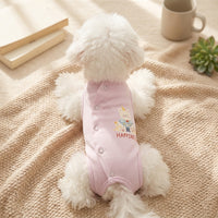 Small Dog Recovery Suit Four-Legged Clothing, Thin Breathable Cat Post Surgery Pet Clothing with Fasteners