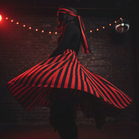Striped Skirt with Headband High-Waisted Handkerchief Hem Skirt Flowy Clothing Flowing for Women, Halloween, Cosplay, Costume Parties