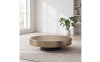 Drum Coffee Table Brushed Bronze Round Coffee Table Low-Profile for Living Room