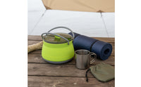 Space-Saving Foldable Silicone Kettle 1000ml Capacity Foldable Silicone Teapot Heat-Resistant Handle Portable Water Boiling Pot Fast Heating for Hikers, Campers