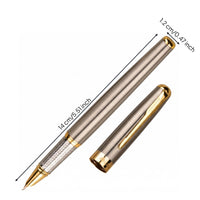 Two-Tone Steel Fountain Pen with Pocket Clip Silver and Gold Fountain Pen Classic Writing Instrument Refillable for Professionals, Calligraphers, Women, Office, Gift, Signature