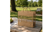 Magazine Basket with Handle Portable Wicker Storage Basket Sturdy Organizer for Living Room