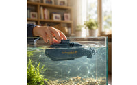Plastic Mini RC Submarine Dark Blue Wirelessly Operated-Controlled Submarine Toy Battery Powered Diving