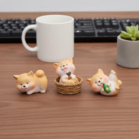 Easy to Install Cute Akita Puppy Statue Included Cute Car Ornaments Mini Cartoon Dog Figure for Center Console, Office Desk