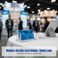 Acrylic Business Card Holder, Transparent Multi-Compartment Desktop Organizer, Office Card Storage