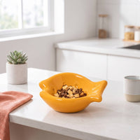 Fish Shape Cat Bowl Glazed Ceramic Cat Bowl Compact for Small Pets