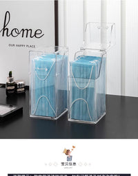 Transparent Flip-Top Mask Storage Box, Medium, Plastic