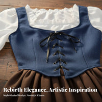 3 Pieces Bavarian Dirndl Dress Full Skirt Seasonal Gathering Dirndl Dress Ruffled Square Neckline Seasonal Gathering Costume for Women, Teens