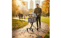 Lightweight 2-in-1 Pet Carrier Stroller Breathable Mesh Openings Detachable Pet Stroller 360° Swivel Wheels Foldable Dog Cat Pushchair Easy Assembly for Small Dogs, Cats, Outdoor, Vet Visits