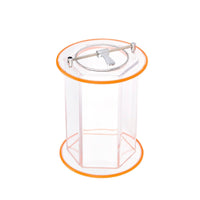 Hexagonal Polishing Barrel High Glass-Like Acrylic Tumbler Drum Stainless Steel Latch Rotary Polisher Barrel for Hobbyists, Workshop, Metalworking