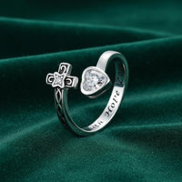 Adjustable Cross Rings Inspirational Cross Rings Metal for Women, Christians