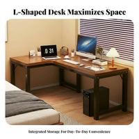 Space-Saving L-Shaped Desk with Shelves Large Workspace L-Shaped Workstation with Storage Spacious Tabletop Corner Table Sturdy Construction for Students, Professionals, Gamers, Bedroom, Study Room
