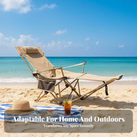 Ergonomic Design Reclining Camp Chair with Footrest Includes Cup Holder and Side Pocket Folding Lounger Heavy Duty Portable Seating Thickly Padded for Beachgoers, Remove Ice Workers, Camping, Beach, Fishing, Patio